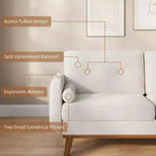Canapé Causeuse 65, Canapé Mid-Century Moderne Confortable pour Salon, Canapés Revêtus de Lin pour Petite Chambre, Crème Beige