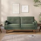 Canapé Causeuse 65, Canapé Mid-Century Moderne Confortable pour Salon, Canapés Revêtus de Lin pour Petite Chambre, Crème Beige
