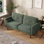 Canapé Causeuse 65, Canapé Mid-Century Moderne Confortable pour Salon, Canapés Revêtus de Lin pour Petite Chambre, Crème Beige