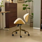 Karl Home | Chaise de bureau courbée en PU avec piètement bronze antique