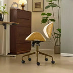 Karl Home | Chaise de bureau courbée en PU avec piètement bronze antique