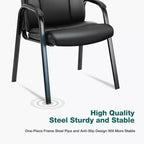 MAYEERTY Fauteuil de Bureau de Direction en Cuir PU Chaise de Conférence ou de Réception avec Accoudoirs Rembourrés Sans Roulettes