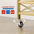 Chariots de bar CuisinSmart à 2 niveaux, chariots de service de cuisine mobiles avec porte-bouteilles et porte-verres, chariots de service à 2 étagères de rangement