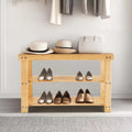 MAYEERTY 3-Tier Bamboo Shoe Rack Bench Compact Storage 286lb Capacity