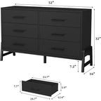Commode large COZONY à 6 tiroirs, grande armoire de rangement en bois, organisateur de placard autoportant pour chambre, salon, entrée