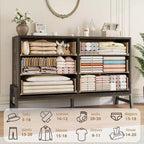 Commode large COZONY à 6 tiroirs, grande armoire de rangement en bois, organisateur de placard autoportant pour chambre, salon, entrée