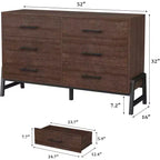 Commode large COZONY à 6 tiroirs, grande armoire de rangement en bois, organisateur de placard autoportant pour chambre, salon, entrée