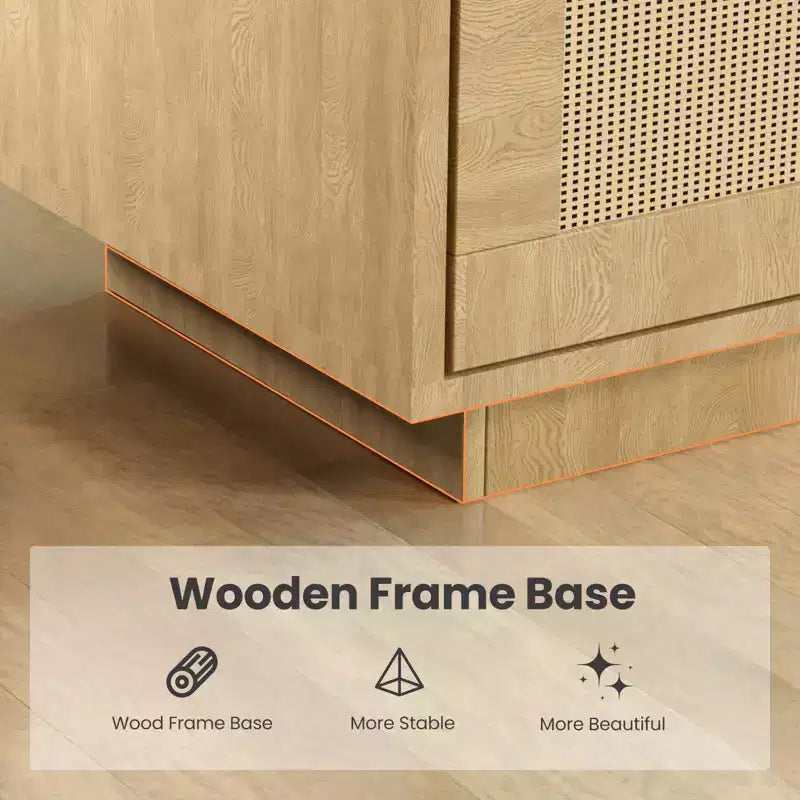 Étagère CuisinSmart à 5 niveaux en rotin avec armoire de rangement et porte, bibliothèque industrielle haute avec étagères ouvertes pour salon et chambre