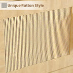 Étagère CuisinSmart à 5 niveaux en rotin avec armoire de rangement et porte, bibliothèque industrielle haute avec étagères ouvertes pour salon et chambre