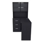 Homy Casa Bureau d'angle avec huche à porte vitrée et tiroirs de rangement pour petit espace, bureau à domicile, cadeau de vacances, noir
