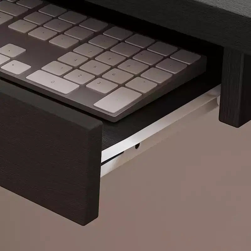 Homy Casa Bureau d'angle avec huche à porte vitrée et tiroirs de rangement pour petit espace, bureau à domicile, cadeau de vacances, noir