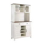 Coffee Bar Cabinet, 72 Farmhouse Coffee bar Table with 4 Doors and 2 Drawers & Wine Glass Rack, Storage Shelves, Kitchen Storage Cabinet, White