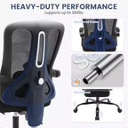 Chaise de bureau pivotante à dossier haut en maille, avec support lombaire confortable et accoudoirs rembourrés, idéale pour la maison, la chambre et le bureau.