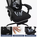 Chaise de bureau pivotante à dossier haut en maille, avec support lombaire confortable et accoudoirs rembourrés, idéale pour la maison, la chambre et le bureau.