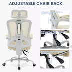 Chaise de bureau pivotante à dossier haut en maille, avec support lombaire confortable et accoudoirs rembourrés, idéale pour la maison, la chambre et le bureau.