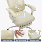 Chaise de bureau pivotante à dossier haut en maille, avec support lombaire confortable et accoudoirs rembourrés, idéale pour la maison, la chambre et le bureau.