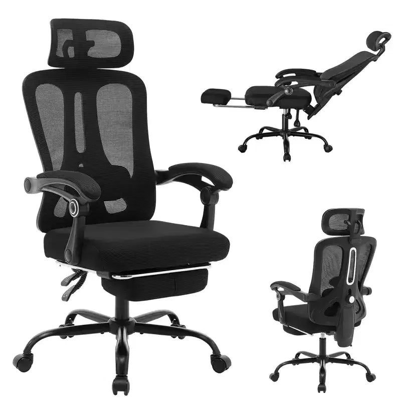 High-Back Mesh Office Computer Desk Chair with Wheels, Comfortable Lumbar Support and Comfy Arms for Home, Bedroom, Study
