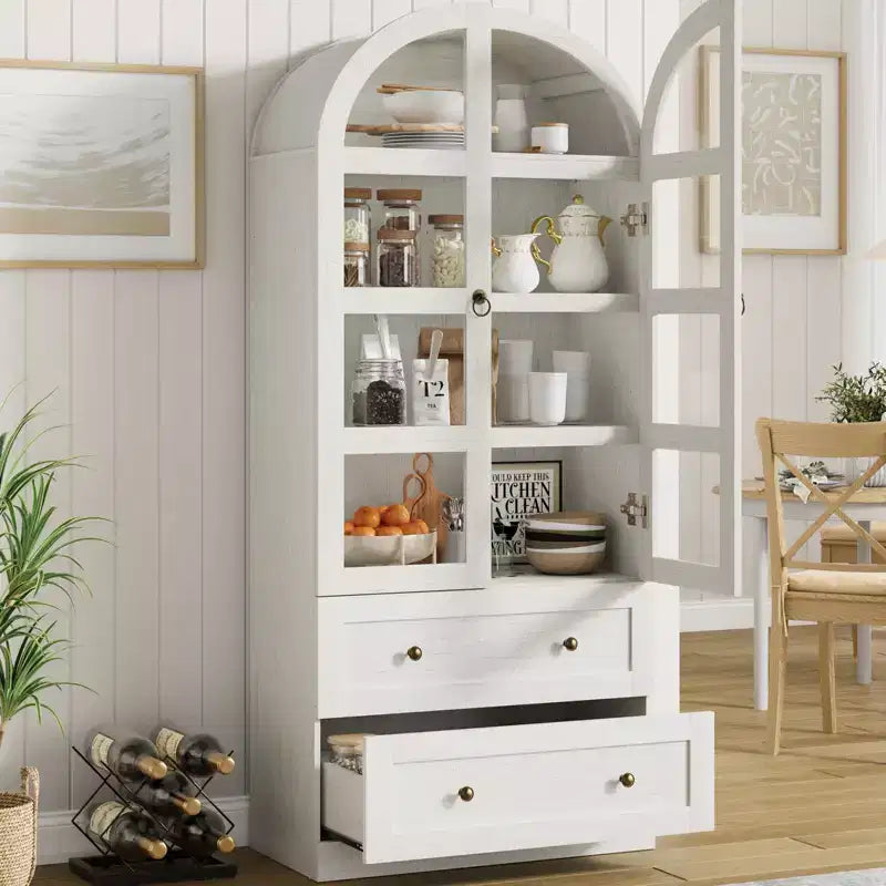 Garde-manger de cuisine voûté de 72 pouces, armoire de rangement de style ferme