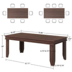 71-inch Farmhouse Dining Table for 6-8 People, Rustic Rectangular Wood Kitchen Table for Living Room and Restaurant