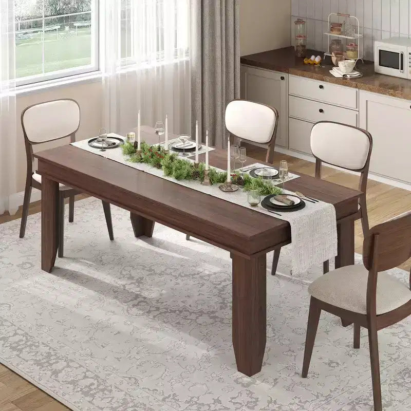 71-inch Farmhouse Dining Table for 6-8 People, Rustic Rectangular Wood Kitchen Table for Living Room and Restaurant