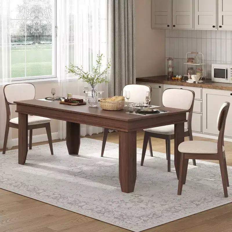 71-inch Farmhouse Dining Table for 6-8 People, Rustic Rectangular Wood Kitchen Table for Living Room and Restaurant