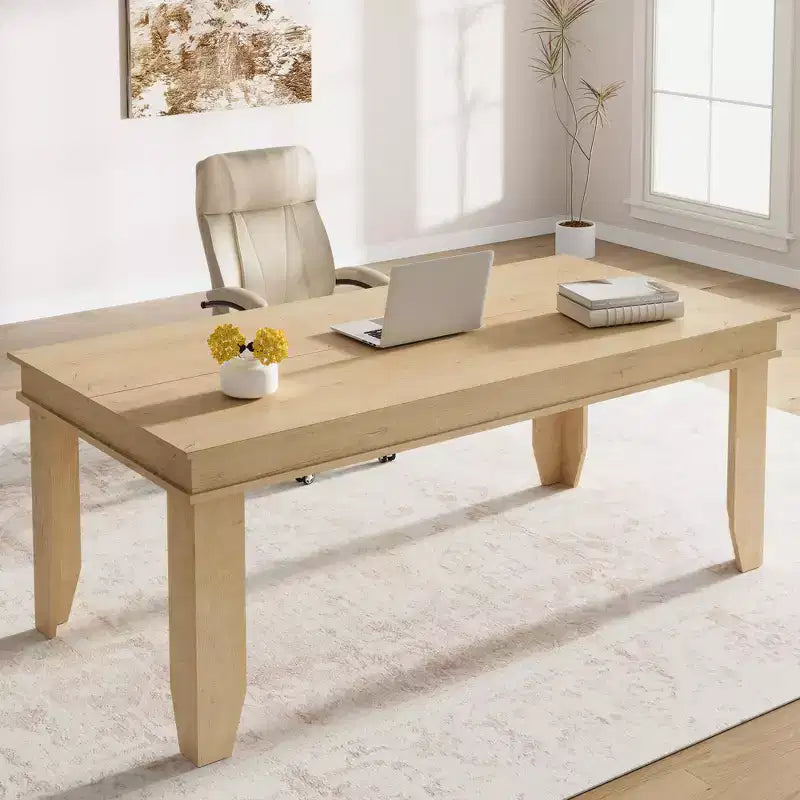 71-inch Farmhouse Dining Table for 6-8 People, Rustic Rectangular Wood Kitchen Table for Living Room and Restaurant