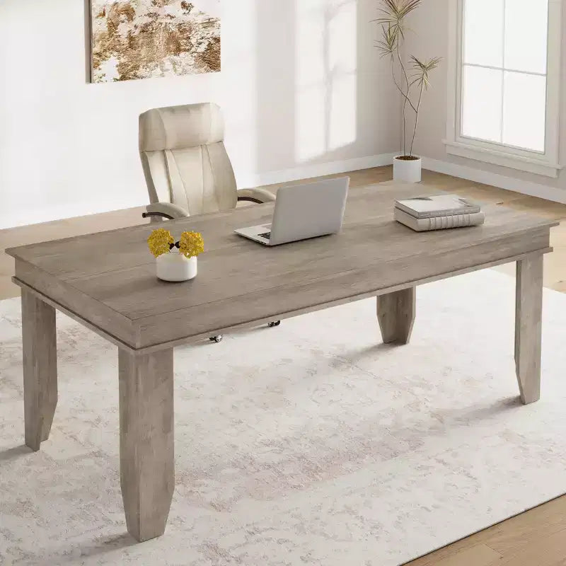 71-inch Farmhouse Dining Table for 6-8 People, Rustic Rectangular Wood Kitchen Table for Living Room and Restaurant