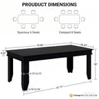 71-inch Farmhouse Dining Table for 6-8 People, Rustic Rectangular Wood Kitchen Table for Living Room and Restaurant