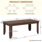 71-inch Farmhouse Dining Table for 6-8 People, Rustic Rectangular Wood Kitchen Table for Living Room and Restaurant