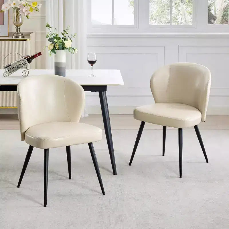 Dining Chair Set of 2, Kitchen Dining Chairs with Upholstered Back and Seat, Armless Faux Leather Upholstered Decorative Side Chair