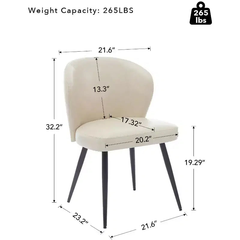 Lot de 2 chaises de salle à manger, chaises de cuisine avec dossier et assise rembourrés, chaise d'appoint décorative sans accoudoirs en similicuir rembourré