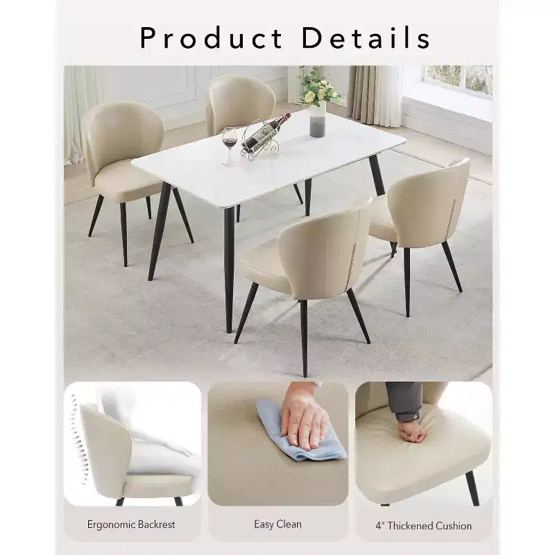 Lot de 2 chaises de salle à manger, chaises de cuisine avec dossier et assise rembourrés, chaise d'appoint décorative sans accoudoirs en similicuir rembourré