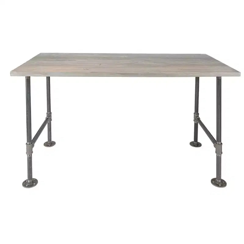 RESTORE Riverstone Grey Solid Wood Office Desk by Pipe Decor
