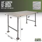 Bureau en bois massif gris Riverstone avec piètement en tuyaux industriels