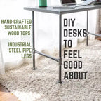 Bureau en bois massif gris Riverstone avec piètement en tuyaux industriels