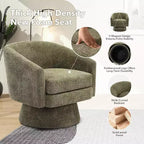 360° Swivel Accent Sofa Chair, Cozy Round Chenille Fabric Round Armchair Single Sofa with Arms for Living Room