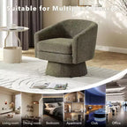 360° Swivel Accent Sofa Chair, Cozy Round Chenille Fabric Round Armchair Single Sofa with Arms for Living Room