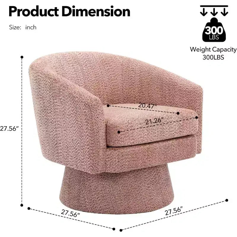 360° Swivel Accent Sofa Chair, Cozy Round Chenille Fabric Round Armchair Single Sofa with Arms for Living Room