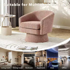 360° Swivel Accent Sofa Chair, Cozy Round Chenille Fabric Round Armchair Single Sofa with Arms for Living Room