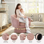 360° Swivel Accent Sofa Chair, Cozy Round Chenille Fabric Round Armchair Single Sofa with Arms for Living Room