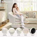 360° Swivel Accent Sofa Chair, Cozy Round Chenille Fabric Round Armchair Single Sofa with Arms for Living Room