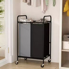 2/3-Bag Laundry Basket Hamper, Heavy Duty Laundry Sorter Cart with Lockable Wheels and 2/3x40L Removable Bags, Separated Laundry Room Organizer