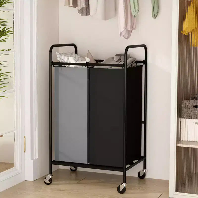 2/3-Bag Laundry Basket Hamper, Heavy Duty Laundry Sorter Cart with Lockable Wheels and 2/3x40L Removable Bags, Separated Laundry Room Organizer