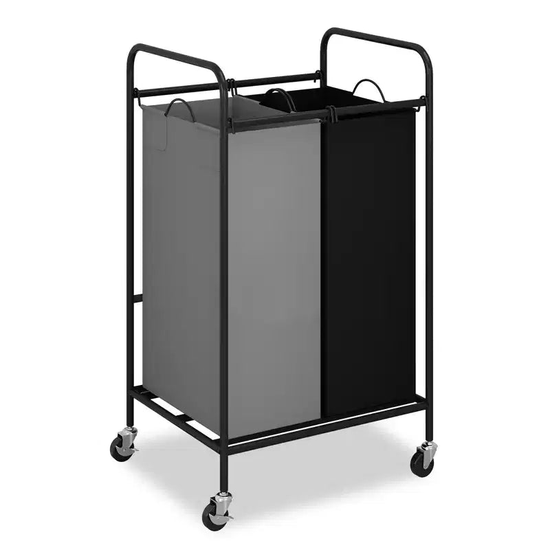 2/3-Bag Laundry Basket Hamper, Heavy Duty Laundry Sorter Cart with Lockable Wheels and 2/3x40L Removable Bags, Separated Laundry Room Organizer
