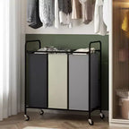 2/3-Bag Laundry Basket Hamper, Heavy Duty Laundry Sorter Cart with Lockable Wheels and 2/3x40L Removable Bags, Separated Laundry Room Organizer