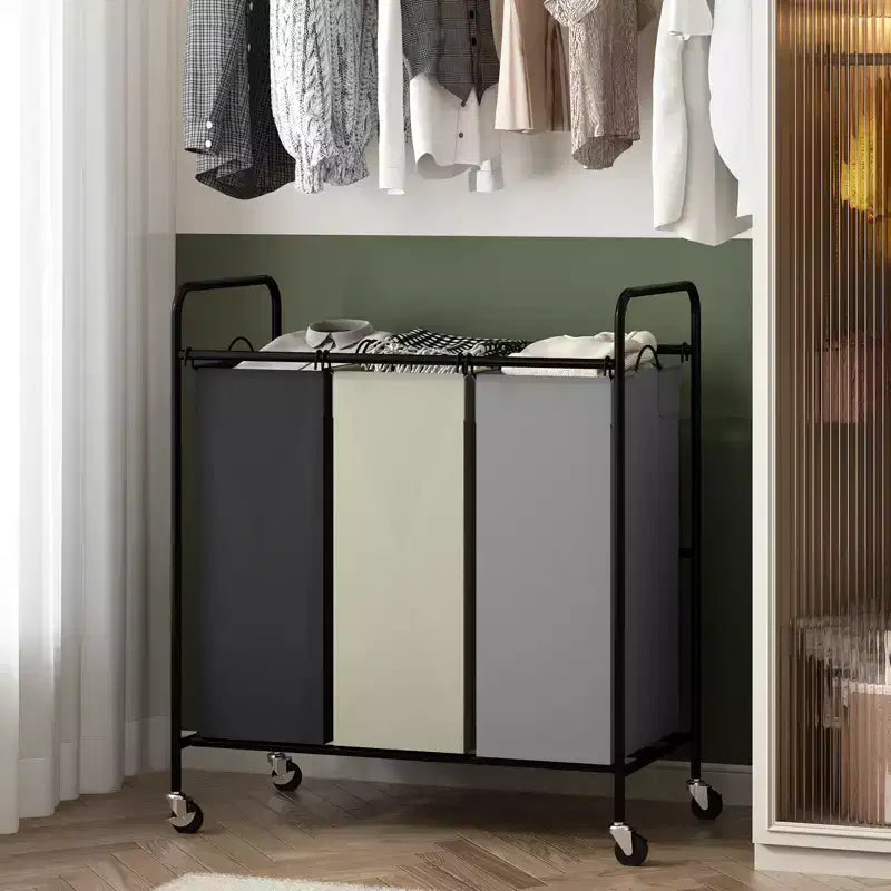 2/3-Bag Laundry Basket Hamper, Heavy Duty Laundry Sorter Cart with Lockable Wheels and 2/3x40L Removable Bags, Separated Laundry Room Organizer