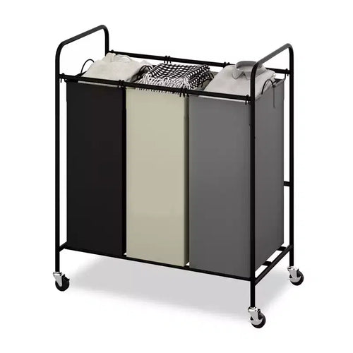 2/3-Bag Laundry Basket Hamper, Heavy Duty Laundry Sorter Cart with Lockable Wheels and 2/3x40L Removable Bags, Separated Laundry Room Organizer