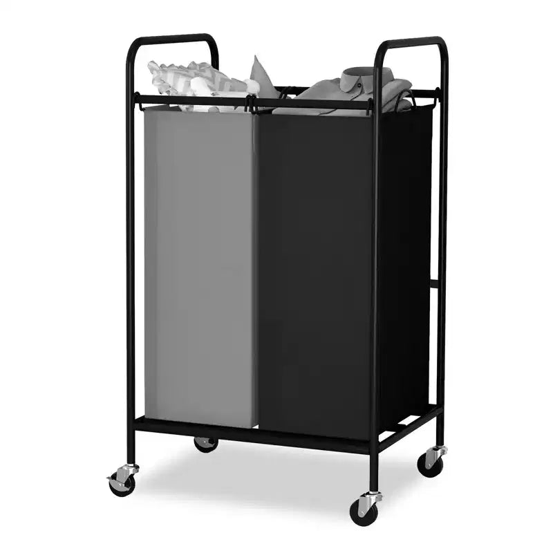 2/3-Bag Laundry Basket Hamper, Heavy Duty Laundry Sorter Cart with Lockable Wheels and 2/3x40L Removable Bags, Separated Laundry Room Organizer
