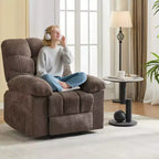 Fauteuil inclinable à bascule avec fonction de massage et de chauffage, tissu respirant ergonomique, 2 poches latérales, pour salon, chambre à coucher