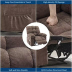 Fauteuil inclinable à bascule avec fonction de massage et de chauffage, tissu respirant ergonomique, 2 poches latérales, pour salon, chambre à coucher